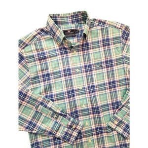 Vineyard Vines 'Classic Fit Tucker' shirt men medium plaid LS Poly button up